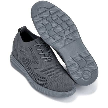 CALTO - X2641 - 2.8 Inches Taller (Iron/Dark Grey Sole) - Lace Up Casual Walker - Lightweight