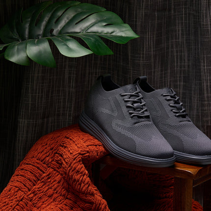 CALTO - X2641 - 2.8 Inches Taller (Iron/Dark Grey Sole) - Lace Up Casual Walker - Lightweight