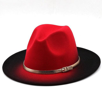 Two Colors Spray Painted Wool Jazz Hat  Fedora Unisex Color Autumn Winter Retro Hat Two Tone Dress Hat 56-58CM