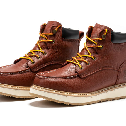 ROCKROOSTER Walker Men's 6 Inch Brown Soft Toe Wedge Work Boots SAP360