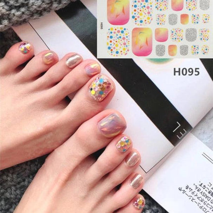 Toe Nail Sticker Wraps Adhesive Decals Toenail Polish Strips DIY Pedicure Foot Decals Manicure Strips Decals Full Wraps Women Glitter Toenail Nail Polish Strips Decals Full Wraps Self Adhesive Toe Nail Tip Full Toe Nail Wraps Feet Decorations
